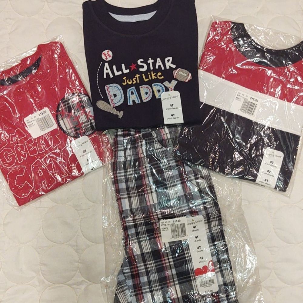 Boys 4T Red White & Blue plaid short sets
